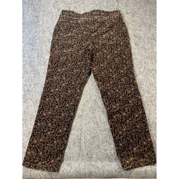Croft & Barrow WMNS Paisley Black Corduroy Pants 16, Stretch Retro Boho Classic - Picture 2 of 12